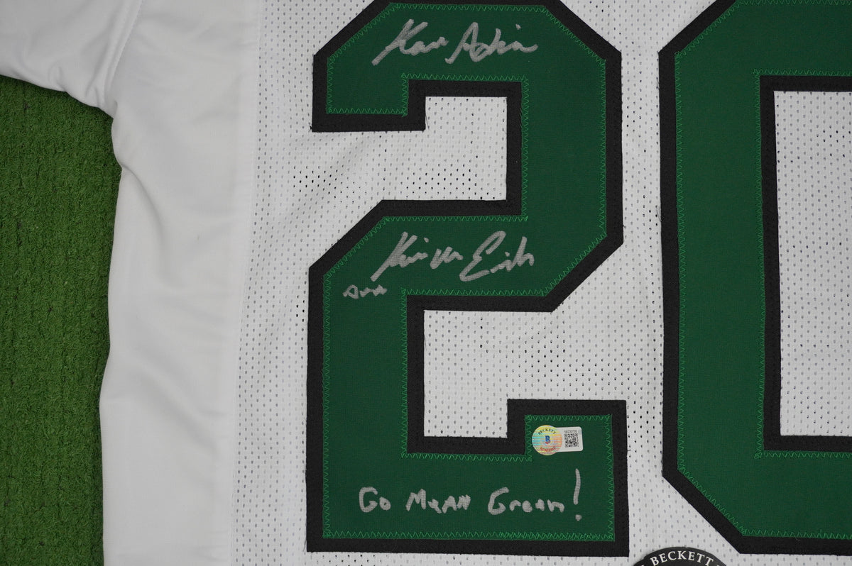 KEVIN VON ERICH ADKISSON NORTH TEXAS MEAN GREEN SIGNED White JERSEY Size L BAS