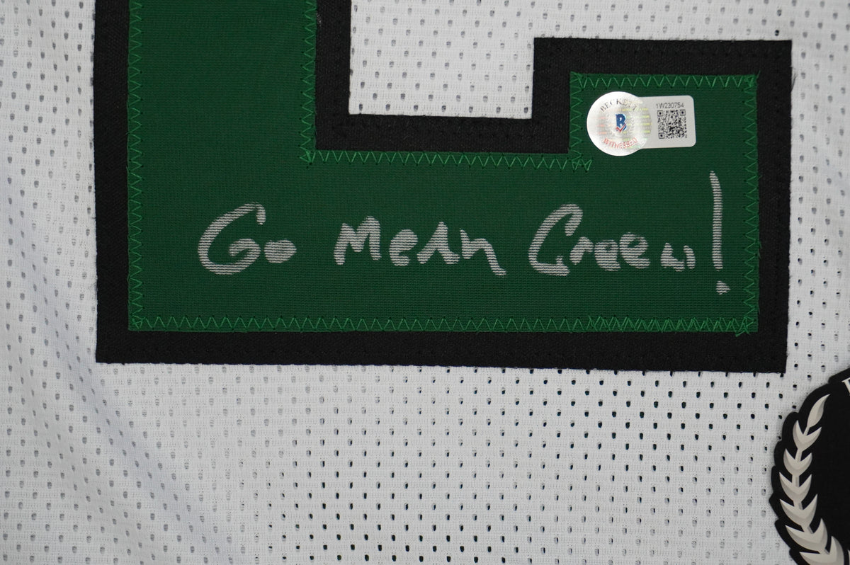 KEVIN VON ERICH ADKISSON NORTH TEXAS MEAN GREEN SIGNED White JERSEY Size L BAS