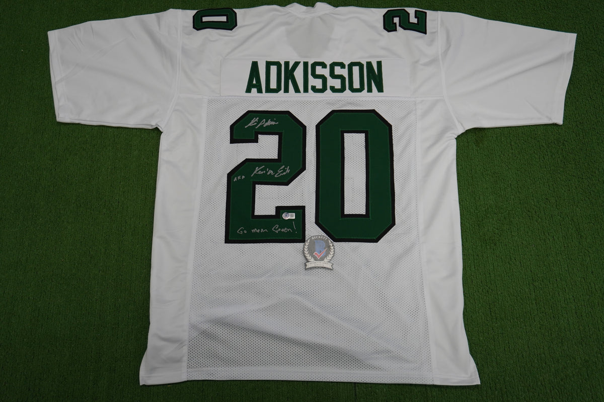 KEVIN VON ERICH ADKISSON NORTH TEXAS MEAN GREEN SIGNED White JERSEY Size XL BAS