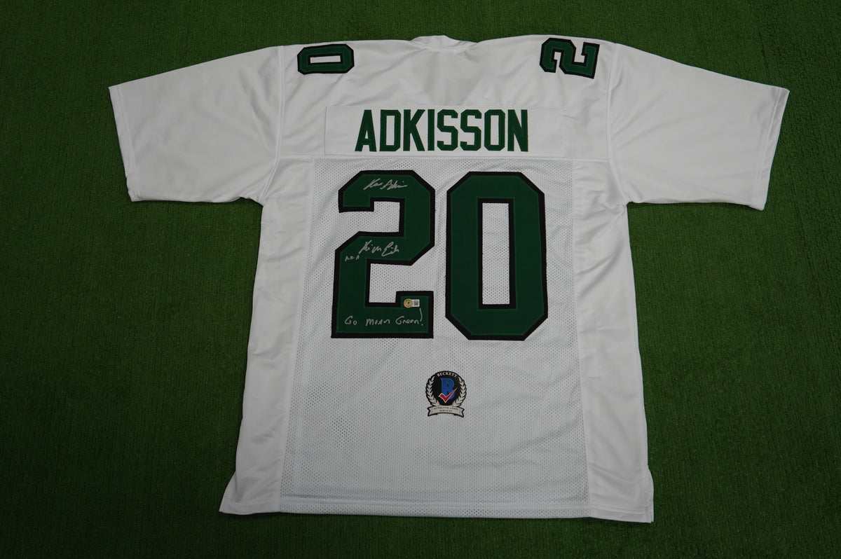KEVIN VON ERICH ADKISSON NORTH TEXAS MEAN GREEN SIGNED White JERSEY Size XL BAS