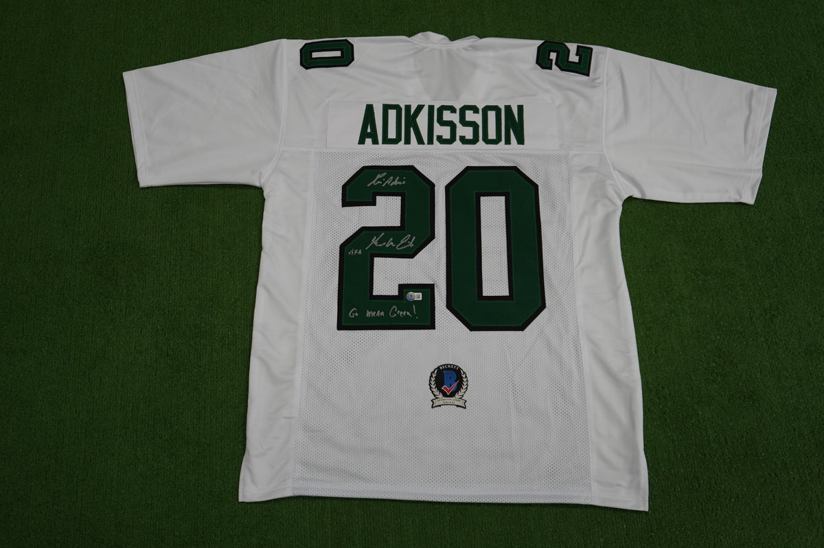 KEVIN VON ERICH ADKISSON NORTH TEXAS MEAN GREEN SIGNED White JERSEY Size XL BAS