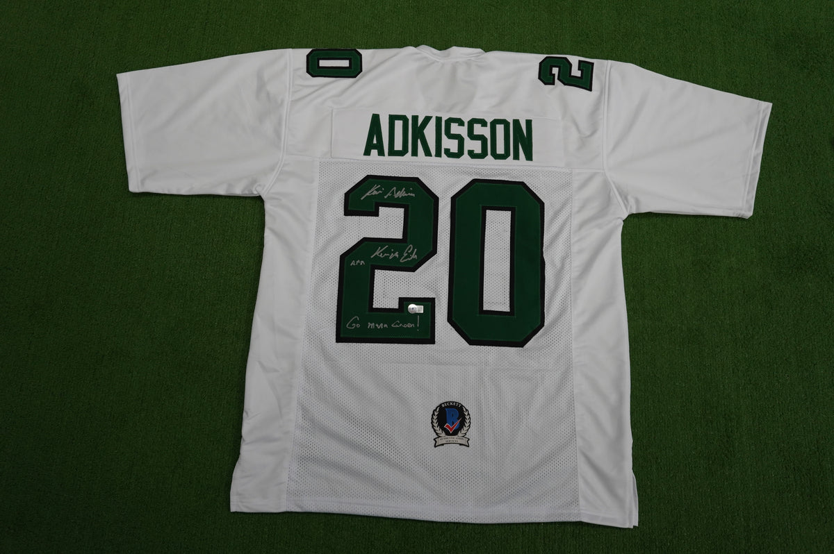 KEVIN VON ERICH ADKISSON NORTH TEXAS MEAN GREEN SIGNED White JERSEY Size XL BAS