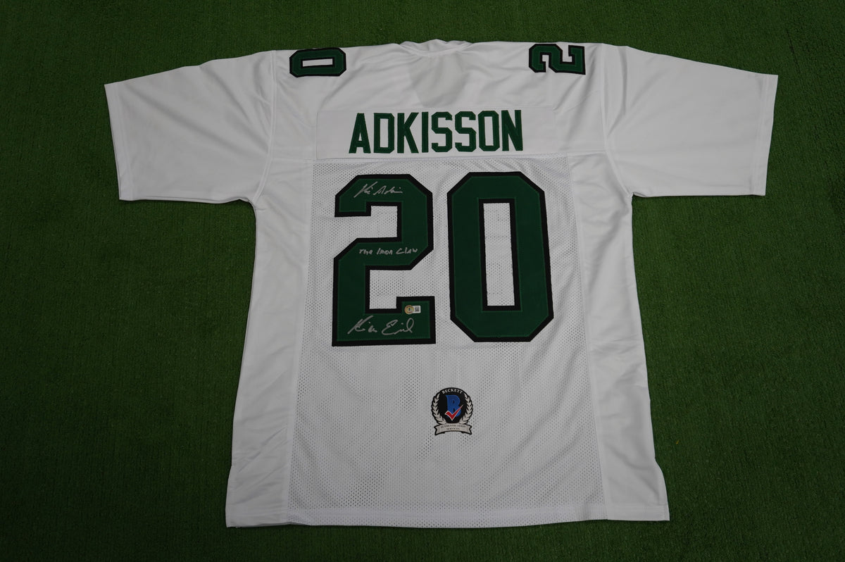KEVIN VON ERICH ADKISSON NORTH TEXAS MEAN GREEN SIGNED White JERSEY Size XL BAS