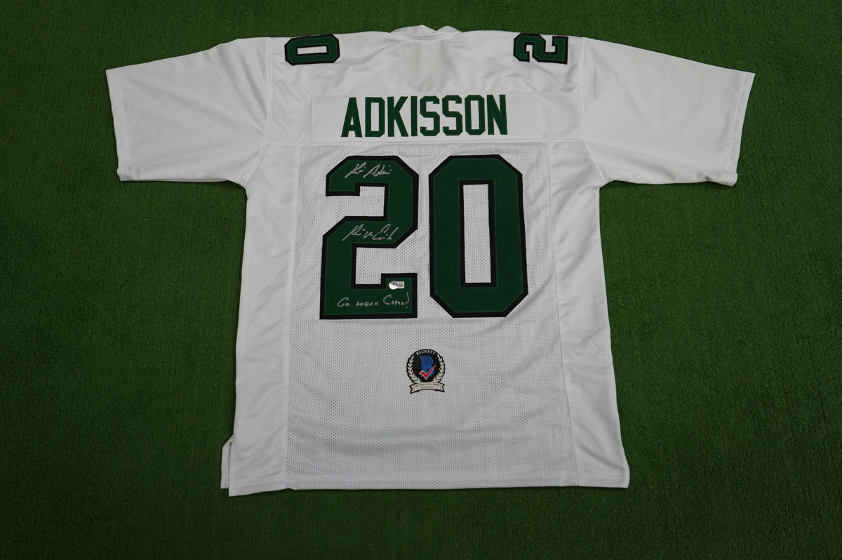 KEVIN VON ERICH ADKISSON NORTH TEXAS MEAN GREEN SIGNED White JERSEY Size XL BAS