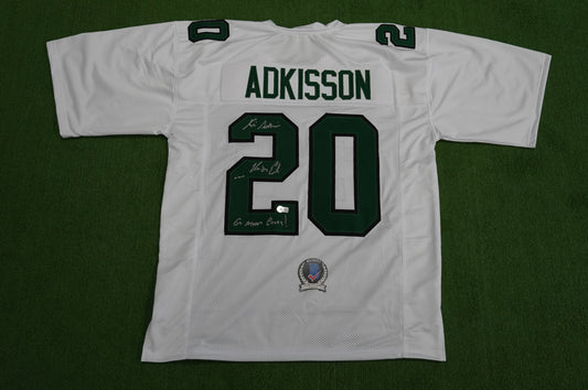 KEVIN VON ERICH ADKISSON NORTH TEXAS MEAN GREEN SIGNED White JERSEY Size 2XL BAS