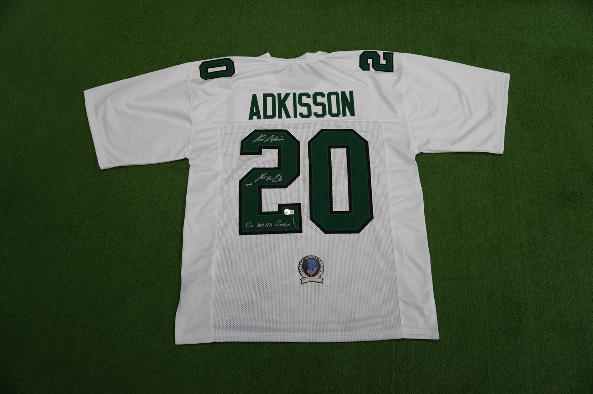 KEVIN VON ERICH ADKISSON NORTH TEXAS MEAN GREEN SIGNED White JERSEY Size 2XL BAS