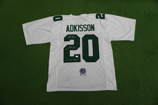 KEVIN VON ERICH ADKISSON NORTH TEXAS MEAN GREEN SIGNED White JERSEY Size 2XL BAS