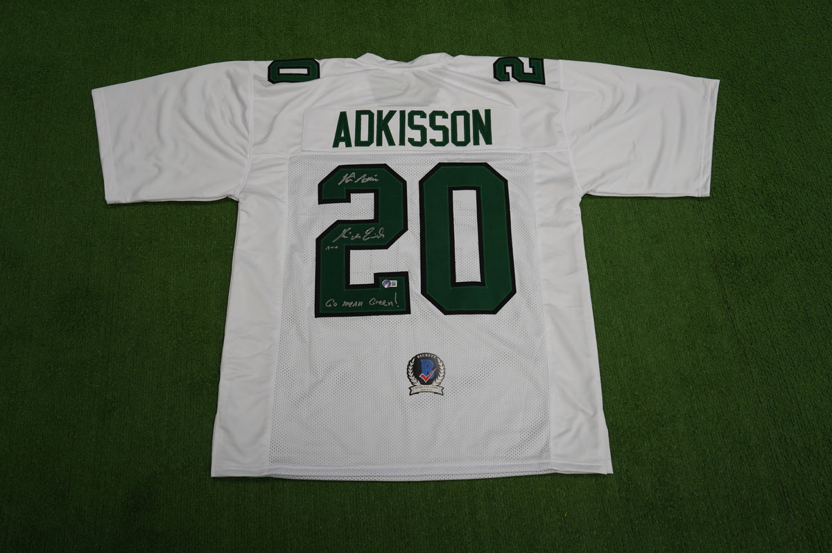 KEVIN VON ERICH ADKISSON NORTH TEXAS MEAN GREEN SIGNED White JERSEY Size 2XL BAS