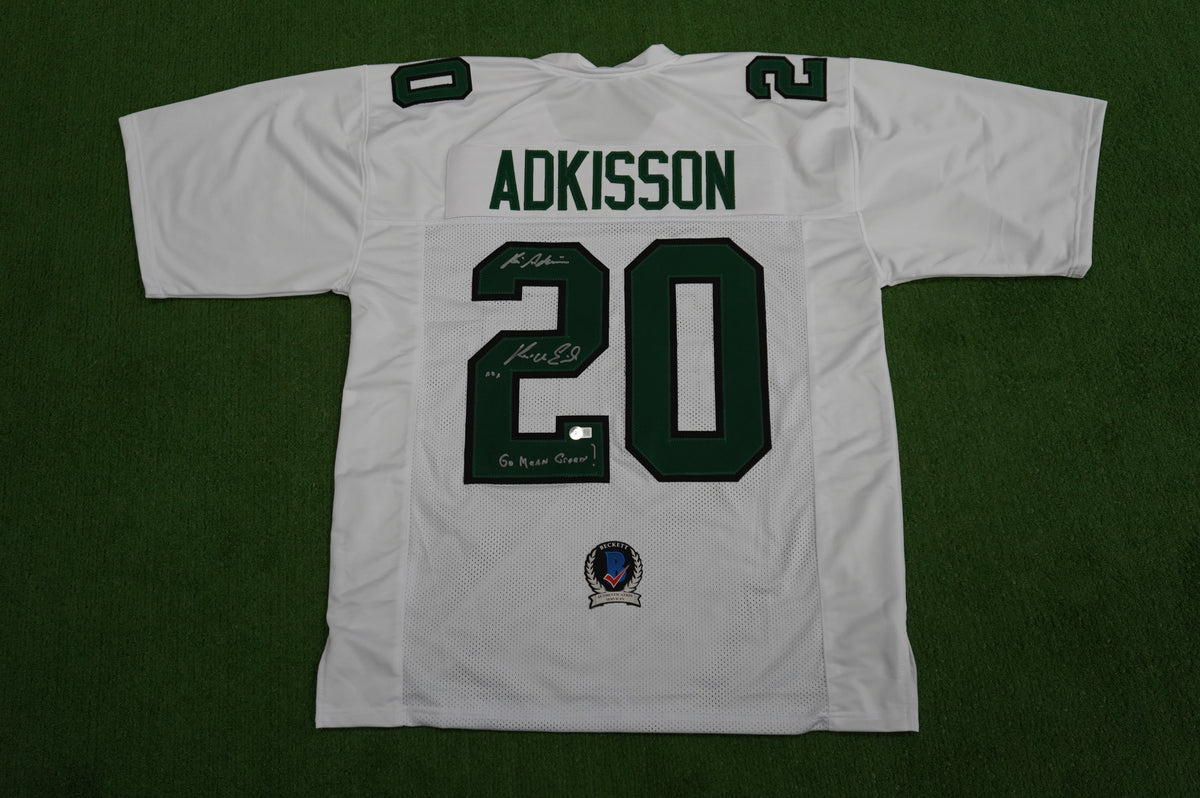 KEVIN VON ERICH ADKISSON NORTH TEXAS MEAN GREEN SIGNED White JERSEY Size 2XL BAS