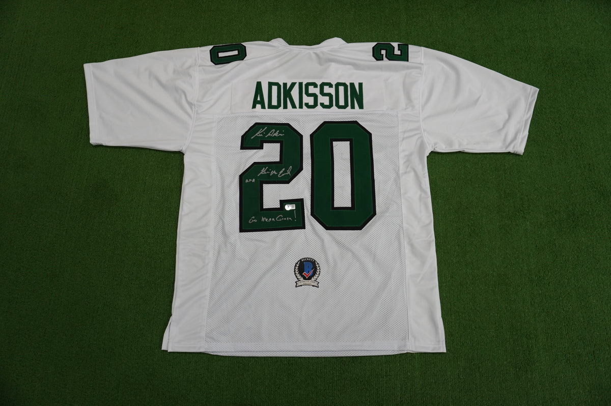 KEVIN VON ERICH ADKISSON NORTH TEXAS MEAN GREEN SIGNED White JERSEY Size 3XL BAS