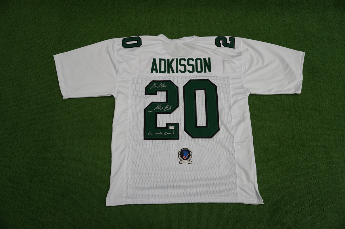 KEVIN VON ERICH ADKISSON NORTH TEXAS MEAN GREEN SIGNED White JERSEY Size 3XL BAS