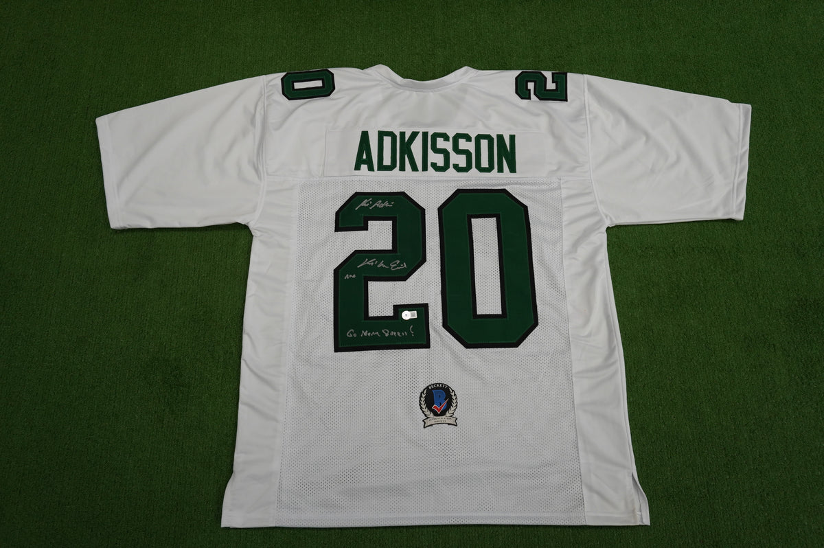 KEVIN VON ERICH ADKISSON NORTH TEXAS MEAN GREEN SIGNED White JERSEY Size 3XL BAS
