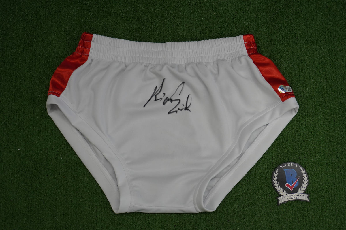 KEVIN VON ERICH SIGNED WHITE WRESTLING TRUNKS BAS COA