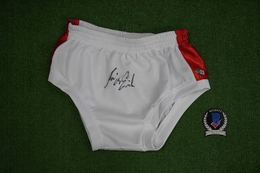KEVIN VON ERICH SIGNED WHITE WRESTLING TRUNKS BAS COA