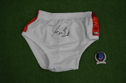 KEVIN VON ERICH SIGNED WHITE WRESTLING TRUNKS BAS COA