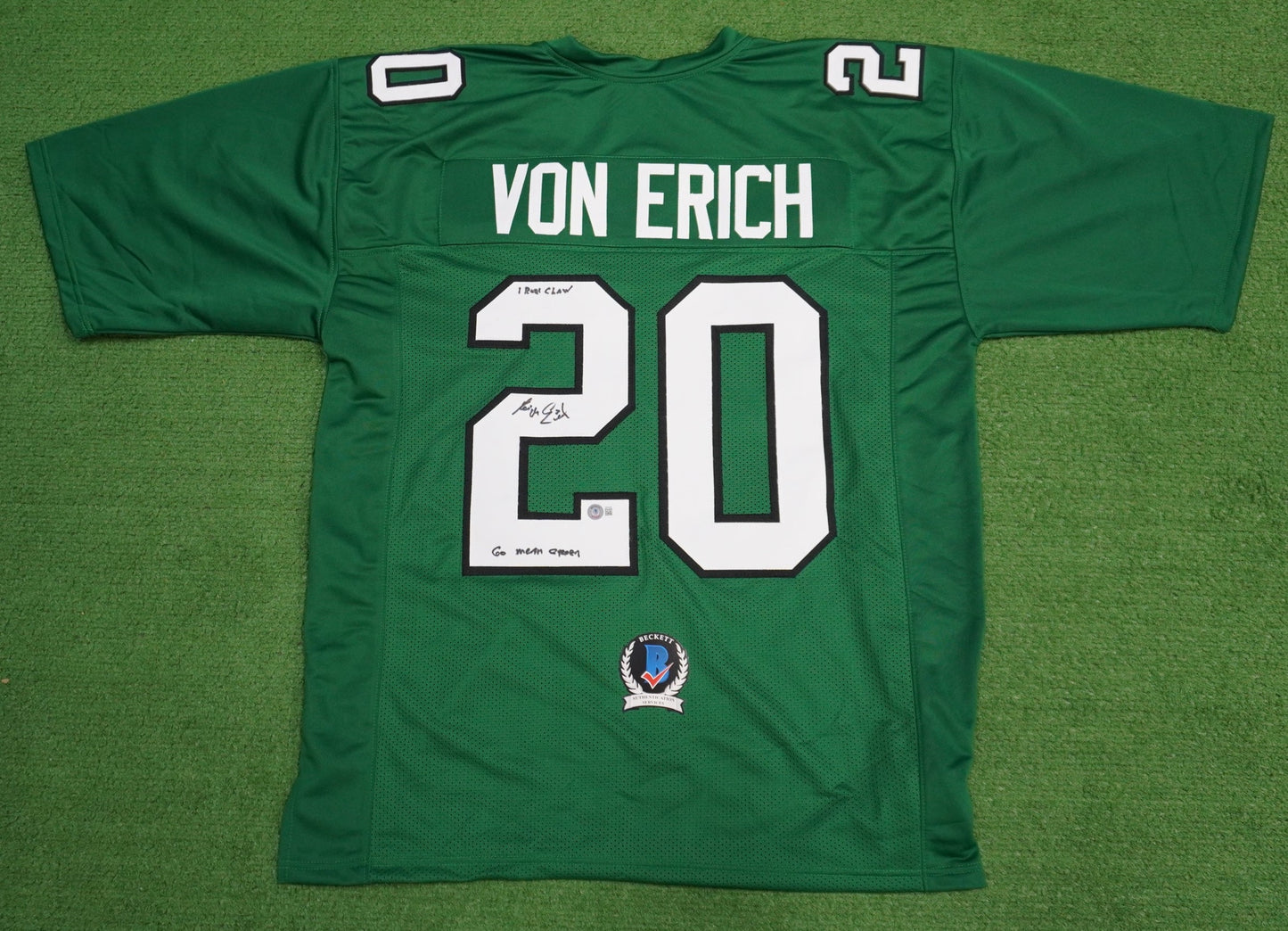 KEVIN VON ERICH ADKISSON NORTH TEXAS MEAN GREEN SIGNED JERSEY Size 3XL BAS