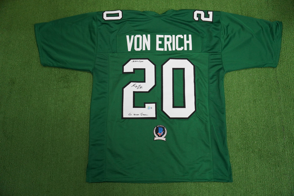 KEVIN VON ERICH ADKISSON NORTH TEXAS MEAN GREEN SIGNED JERSEY Size 3XL BAS