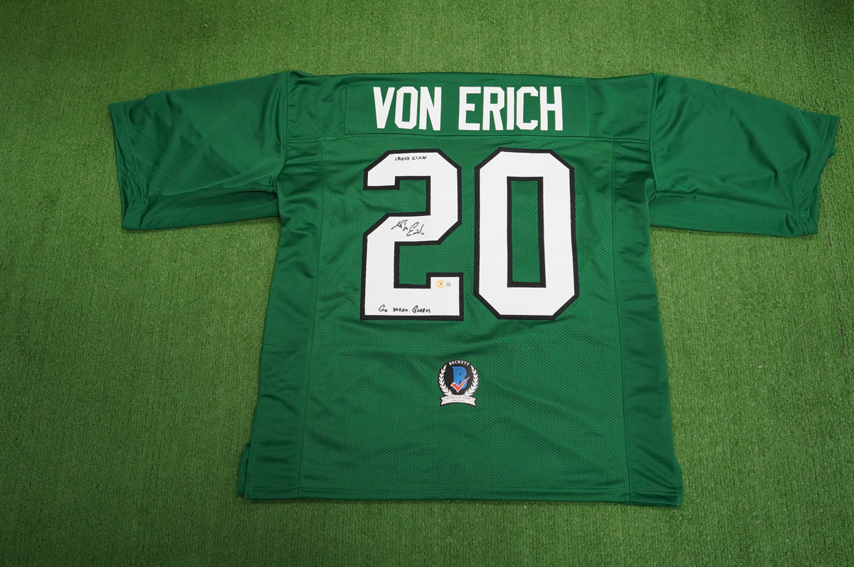 KEVIN VON ERICH ADKISSON NORTH TEXAS MEAN GREEN SIGNED JERSEY Size 3XL BAS