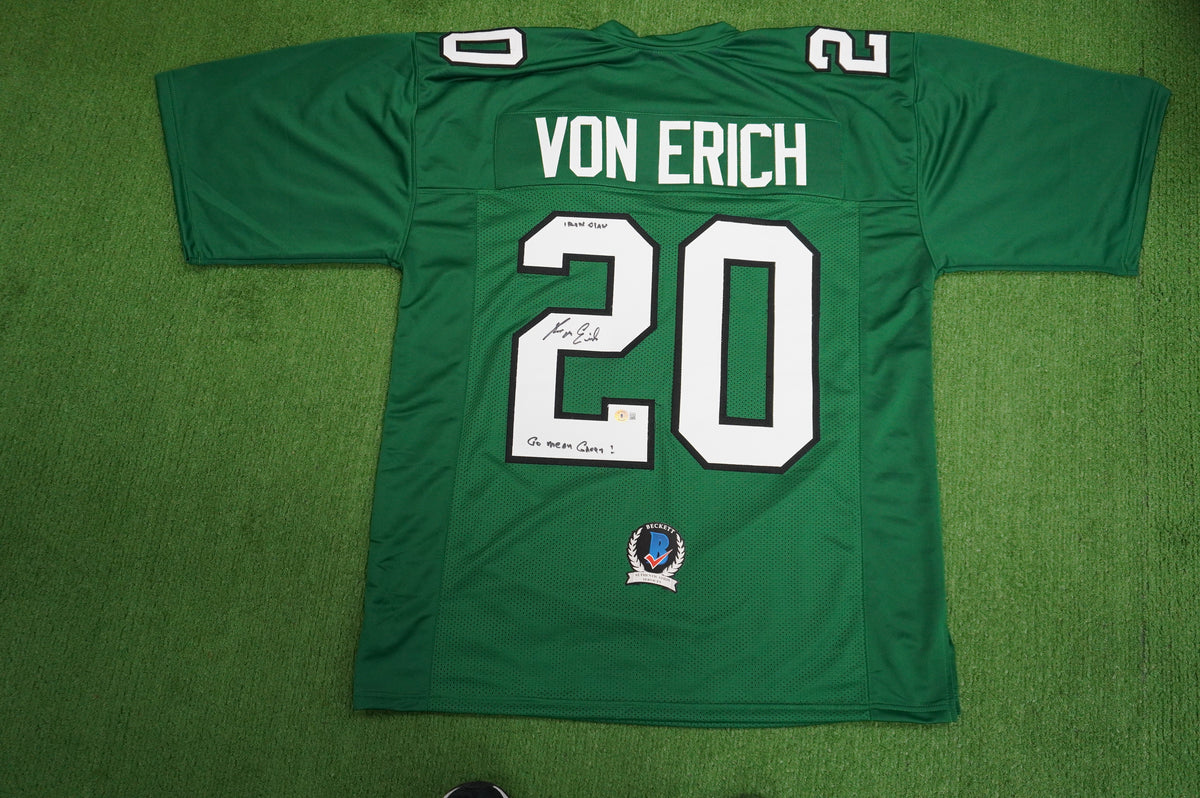 KEVIN VON ERICH ADKISSON NORTH TEXAS MEAN GREEN SIGNED JERSEY Size 2XL BAS