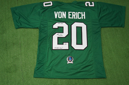 KEVIN VON ERICH ADKISSON NORTH TEXAS MEAN GREEN SIGNED JERSEY Size 2XL BAS