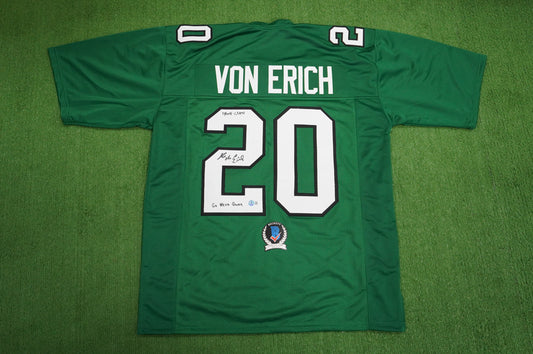 KEVIN VON ERICH ADKISSON NORTH TEXAS MEAN GREEN SIGNED JERSEY Size XL BAS