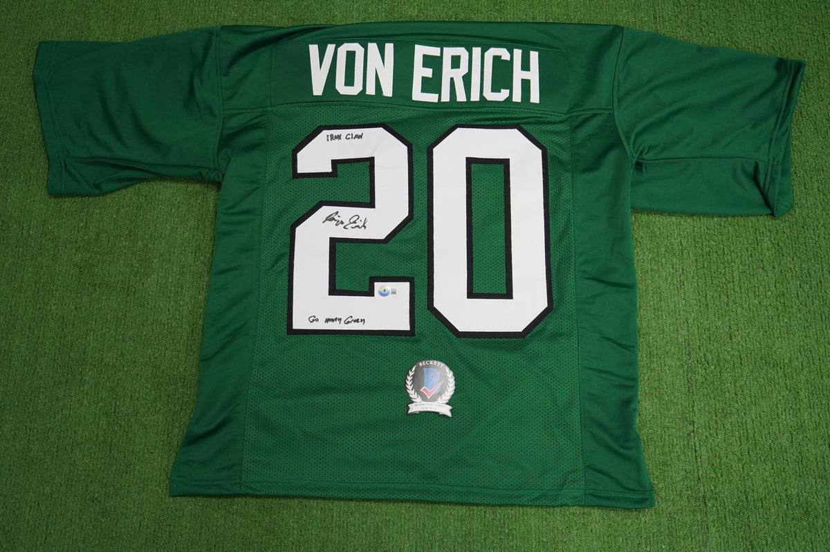 KEVIN VON ERICH ADKISSON NORTH TEXAS MEAN GREEN SIGNED JERSEY Size L BAS
