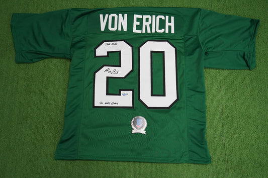 KEVIN VON ERICH ADKISSON NORTH TEXAS MEAN GREEN SIGNED JERSEY Size L BAS