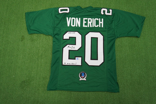 KEVIN VON ERICH ADKISSON NORTH TEXAS MEAN GREEN SIGNED JERSEY Size XL BAS