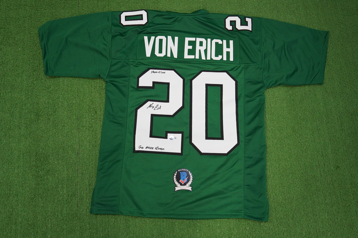 KEVIN VON ERICH ADKISSON NORTH TEXAS MEAN GREEN SIGNED JERSEY Size M BAS