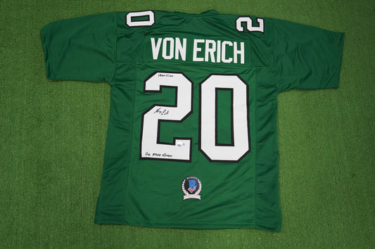 KEVIN VON ERICH ADKISSON NORTH TEXAS MEAN GREEN SIGNED JERSEY Size M BAS