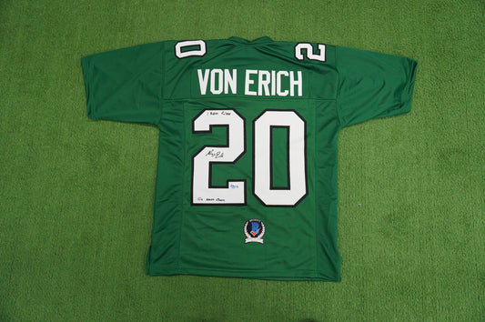 KEVIN VON ERICH ADKISSON NORTH TEXAS MEAN GREEN SIGNED JERSEY Size M BAS