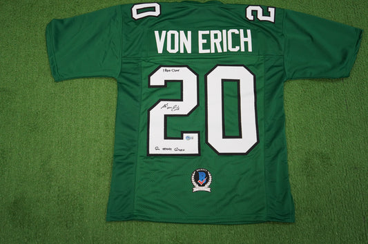 KEVIN VON ERICH ADKISSON NORTH TEXAS MEAN GREEN SIGNED JERSEY Size M BAS