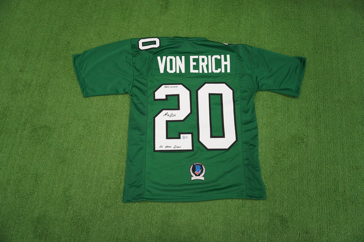 KEVIN VON ERICH ADKISSON NORTH TEXAS MEAN GREEN SIGNED JERSEY Size M BAS