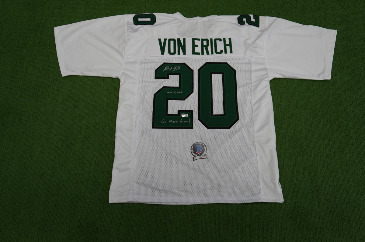KEVIN VON ERICH ADKISSON NORTH TEXAS MEAN GREEN SIGNED White JERSEY Size 3XL