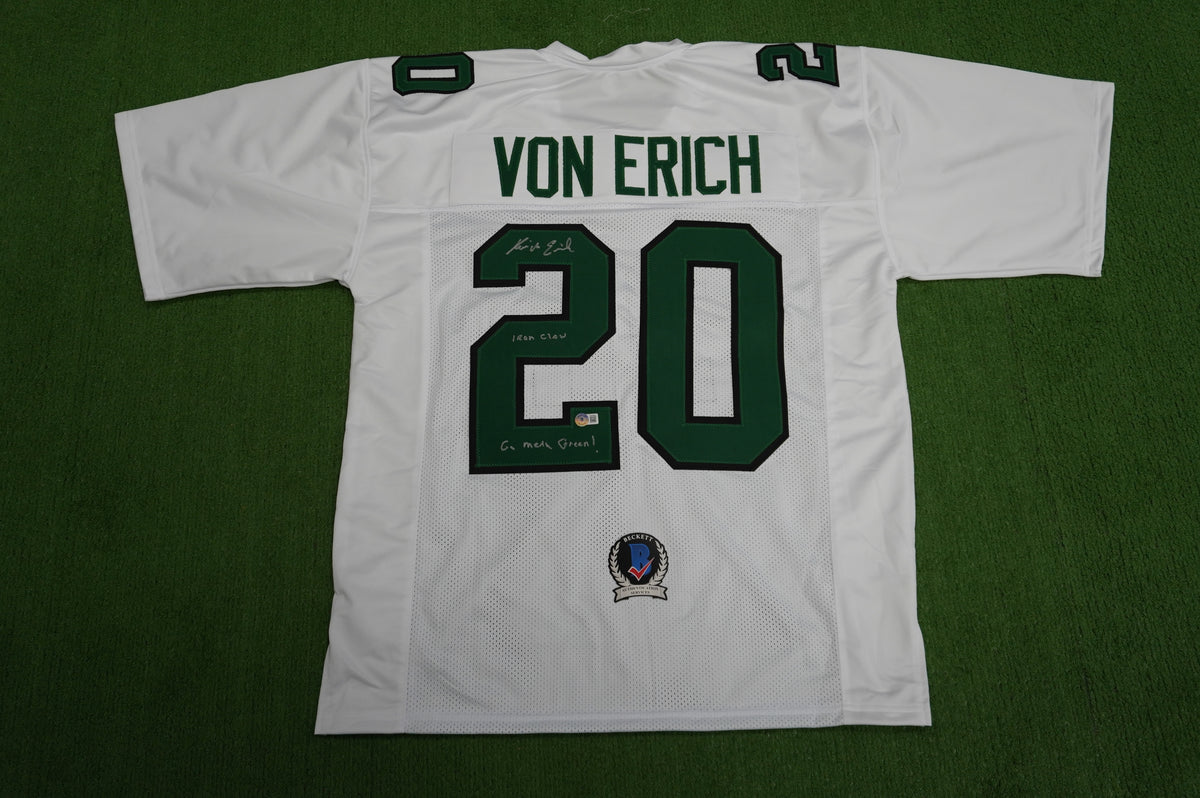 KEVIN VON ERICH ADKISSON NORTH TEXAS MEAN GREEN SIGNED White JERSEY Size 2XL