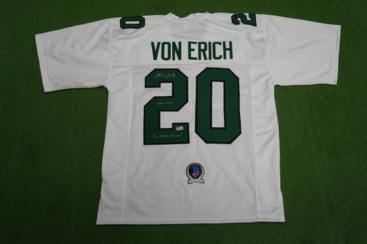KEVIN VON ERICH ADKISSON NORTH TEXAS MEAN GREEN SIGNED White JERSEY Size 2XL