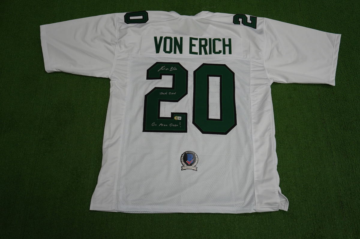 KEVIN VON ERICH ADKISSON NORTH TEXAS MEAN GREEN SIGNED White JERSEY Size 3XL