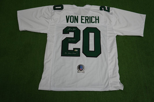 KEVIN VON ERICH ADKISSON NORTH TEXAS MEAN GREEN SIGNED White JERSEY Size 3XL