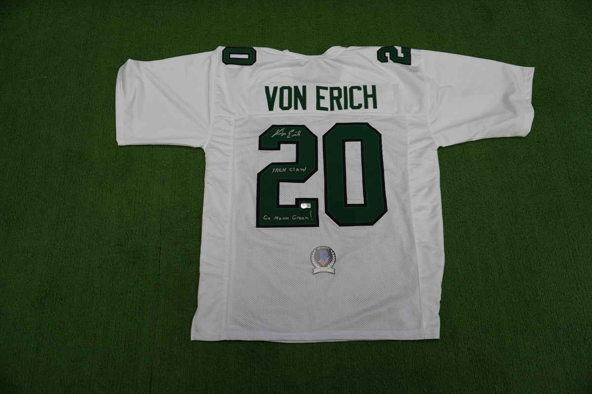 KEVIN VON ERICH ADKISSON NORTH TEXAS MEAN GREEN SIGNED White JERSEY Size 3XL