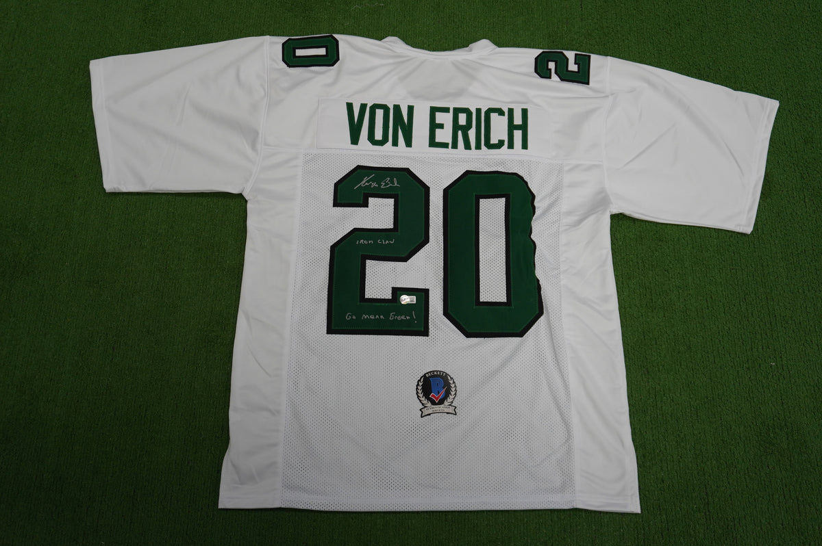 KEVIN VON ERICH ADKISSON NORTH TEXAS MEAN GREEN SIGNED White JERSEY Size 2XL