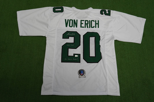KEVIN VON ERICH ADKISSON NORTH TEXAS MEAN GREEN SIGNED White JERSEY Size 2XL