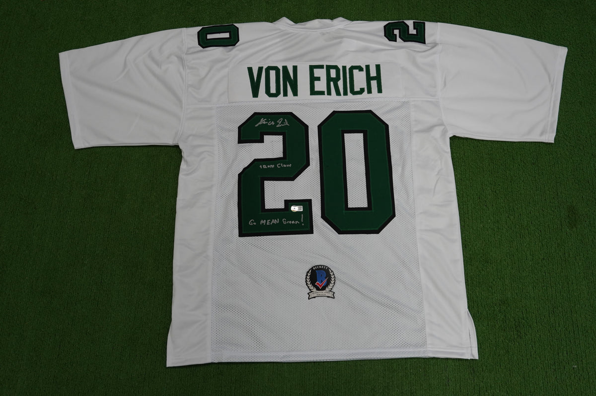 KEVIN VON ERICH ADKISSON NORTH TEXAS MEAN GREEN SIGNED White JERSEY Size 2XL