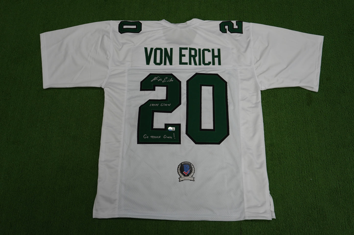 KEVIN VON ERICH ADKISSON NORTH TEXAS MEAN GREEN SIGNED White JERSEY Size 2XL