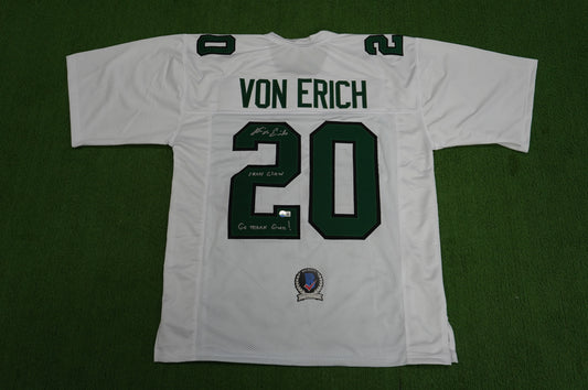 KEVIN VON ERICH ADKISSON NORTH TEXAS MEAN GREEN SIGNED White JERSEY Size 2XL