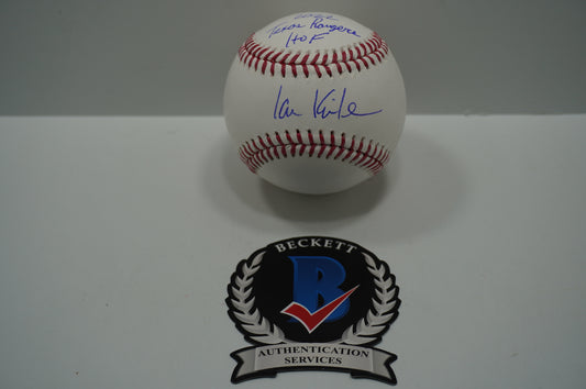 IAN KINSLER TEXAS RANGERS SIGNED Rawlings OML BASEBALL w/2022 Rangers HOF BAS