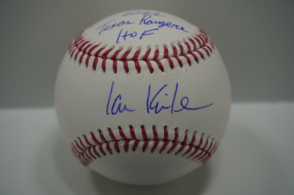 IAN KINSLER TEXAS RANGERS SIGNED Rawlings OML BASEBALL w/2022 Rangers HOF BAS