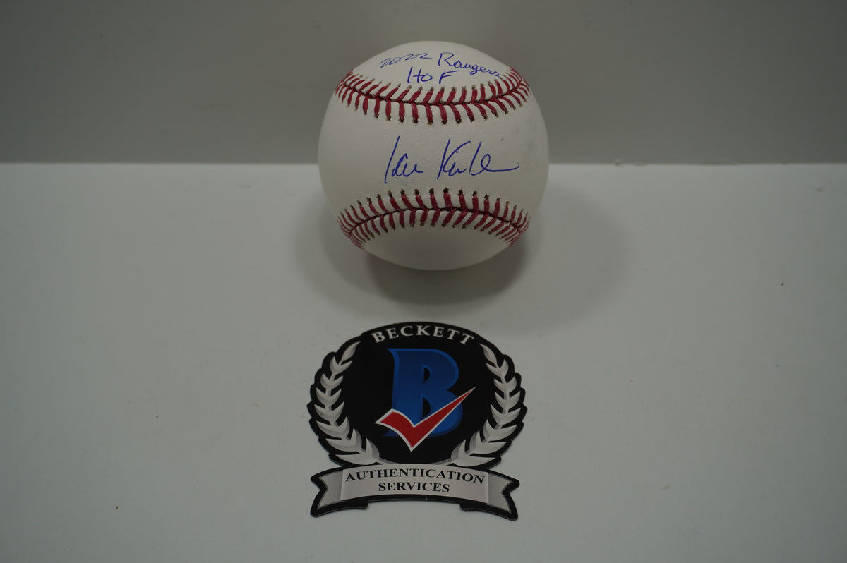 IAN KINSLER TEXAS RANGERS SIGNED Rawlings OML BASEBALL w/2022 Rangers HOF BAS