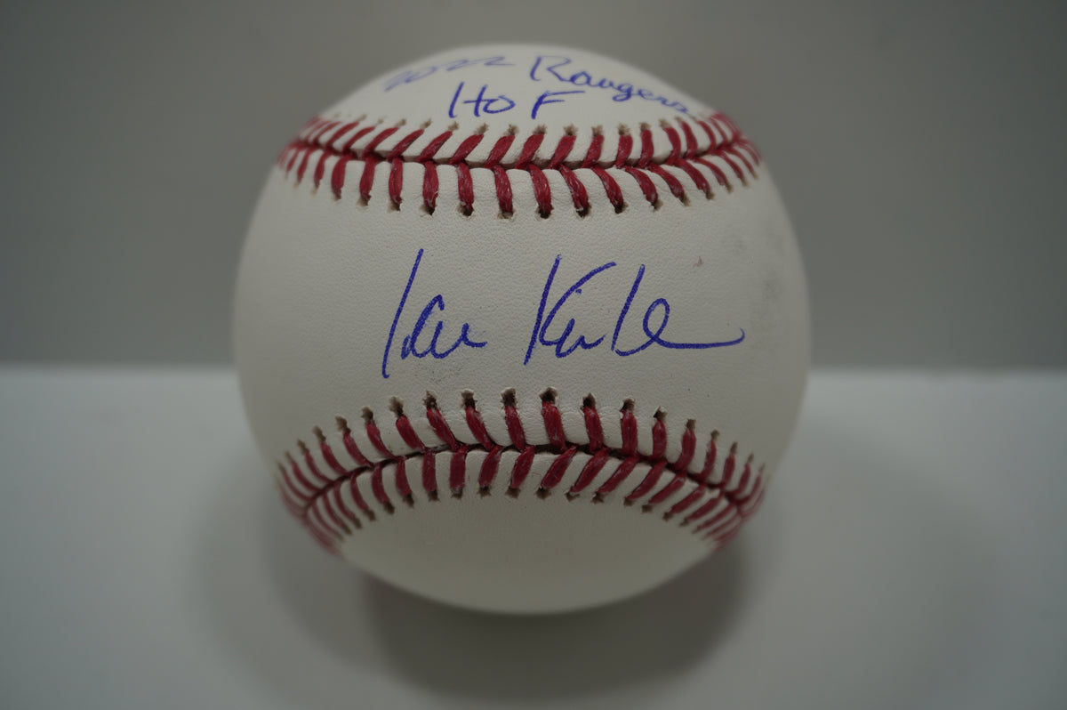 IAN KINSLER TEXAS RANGERS SIGNED Rawlings OML BASEBALL w/2022 Rangers HOF BAS
