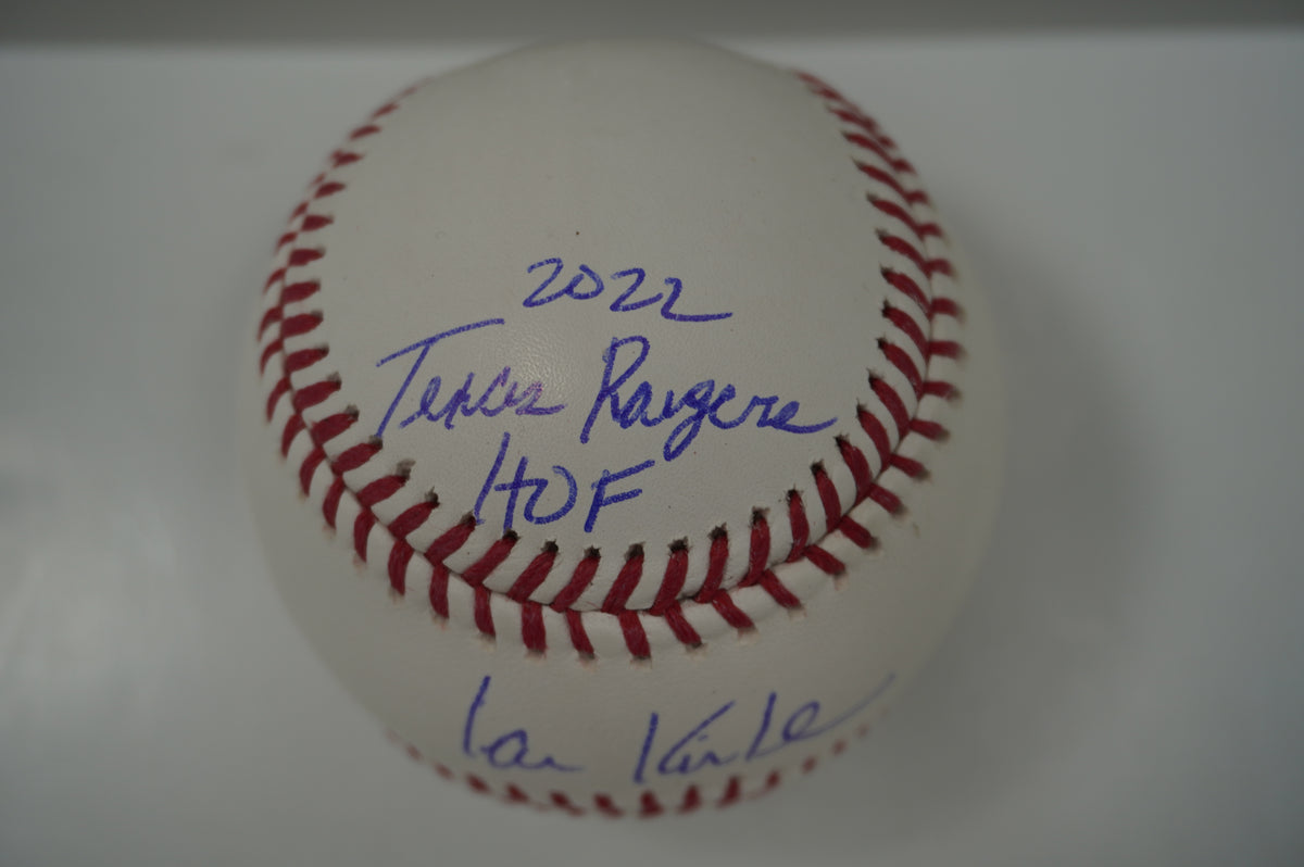 IAN KINSLER TEXAS RANGERS SIGNED Rawlings OML BASEBALL w/2022 Rangers HOF BAS