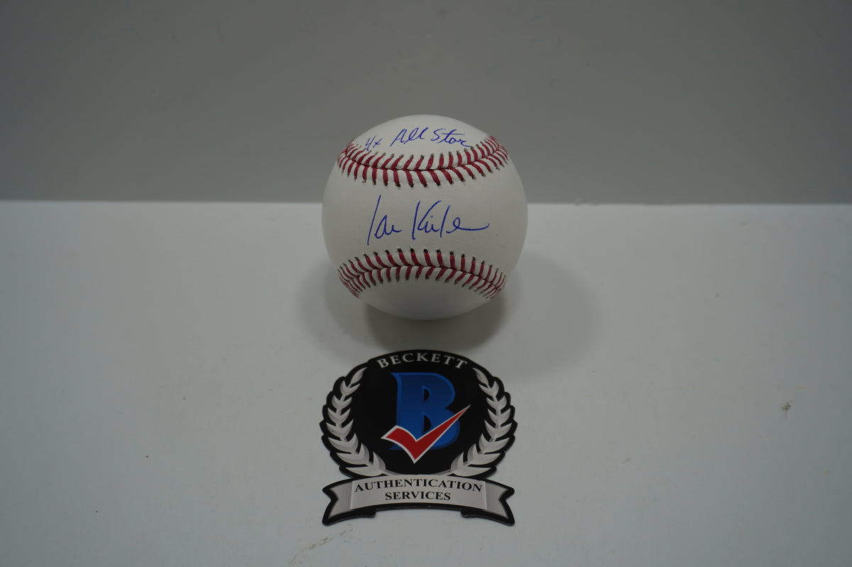 IAN KINSLER TEXAS RANGERS SIGNED Rawlings OML BASEBALL w/4xAll Star BAS COA